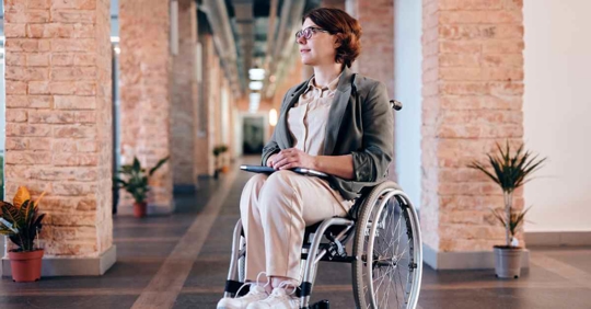 A woman sitting in a wheelchair