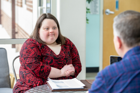 person with disability in an interview